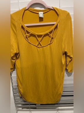 Liliana Yellow Crisscross Scoop Neck Tunic